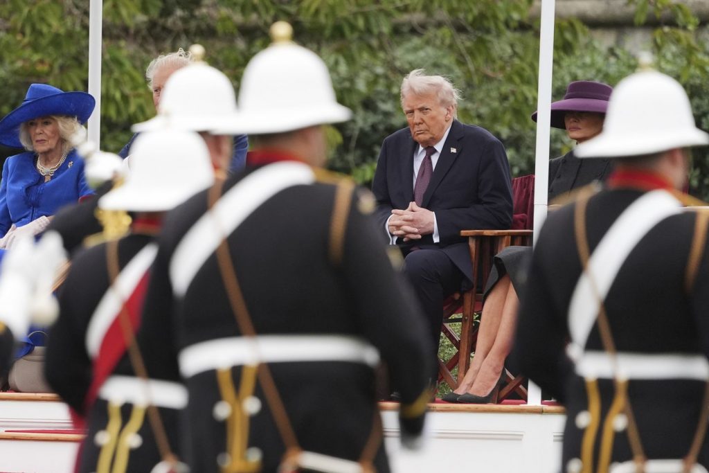 Trump, first woman view uncommon 'Beating Retreat' army spectacle in England