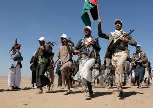 Vessel ablaze in Gulf of Aden off Yemen after being struck by a projectile, U.Okay. army says