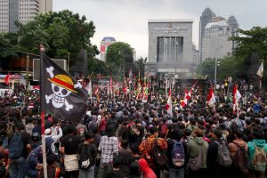 Flag from Japanese comedian 'One Piece' used at protests worldwide Flag from Japanese comedian 'One Piece' used at protests worldwide