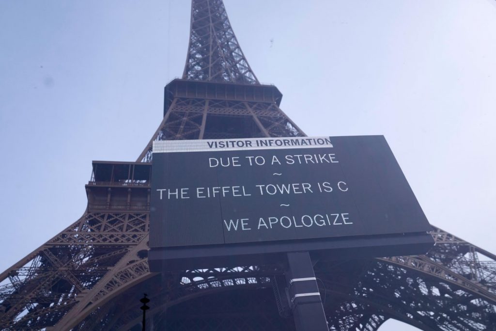 French union staff at Eiffel Tower, hundreds nationwide return to work