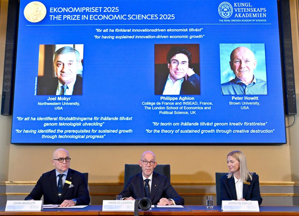 Nobel economics prize goes to three researchers for explaining innovation-driven financial development
